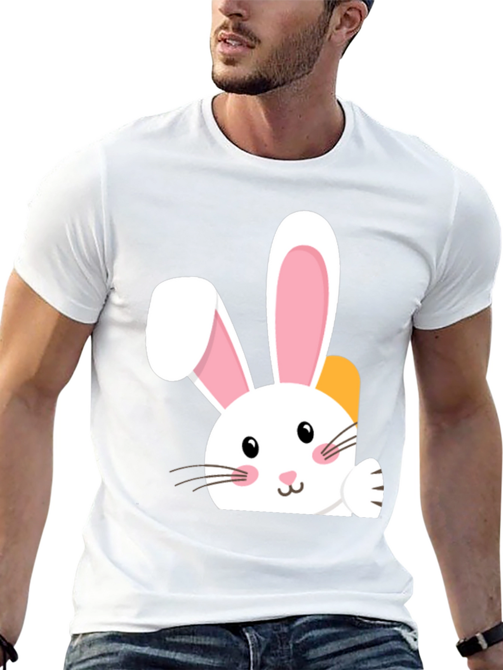 Cute Easter Bunny Black T-Shirt