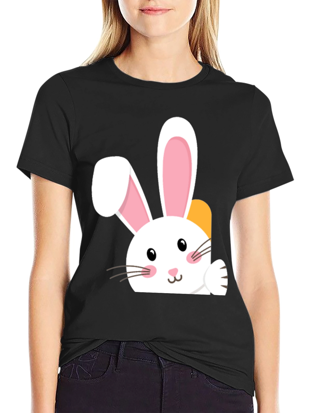 Cute Easter Bunny Black T-Shirt