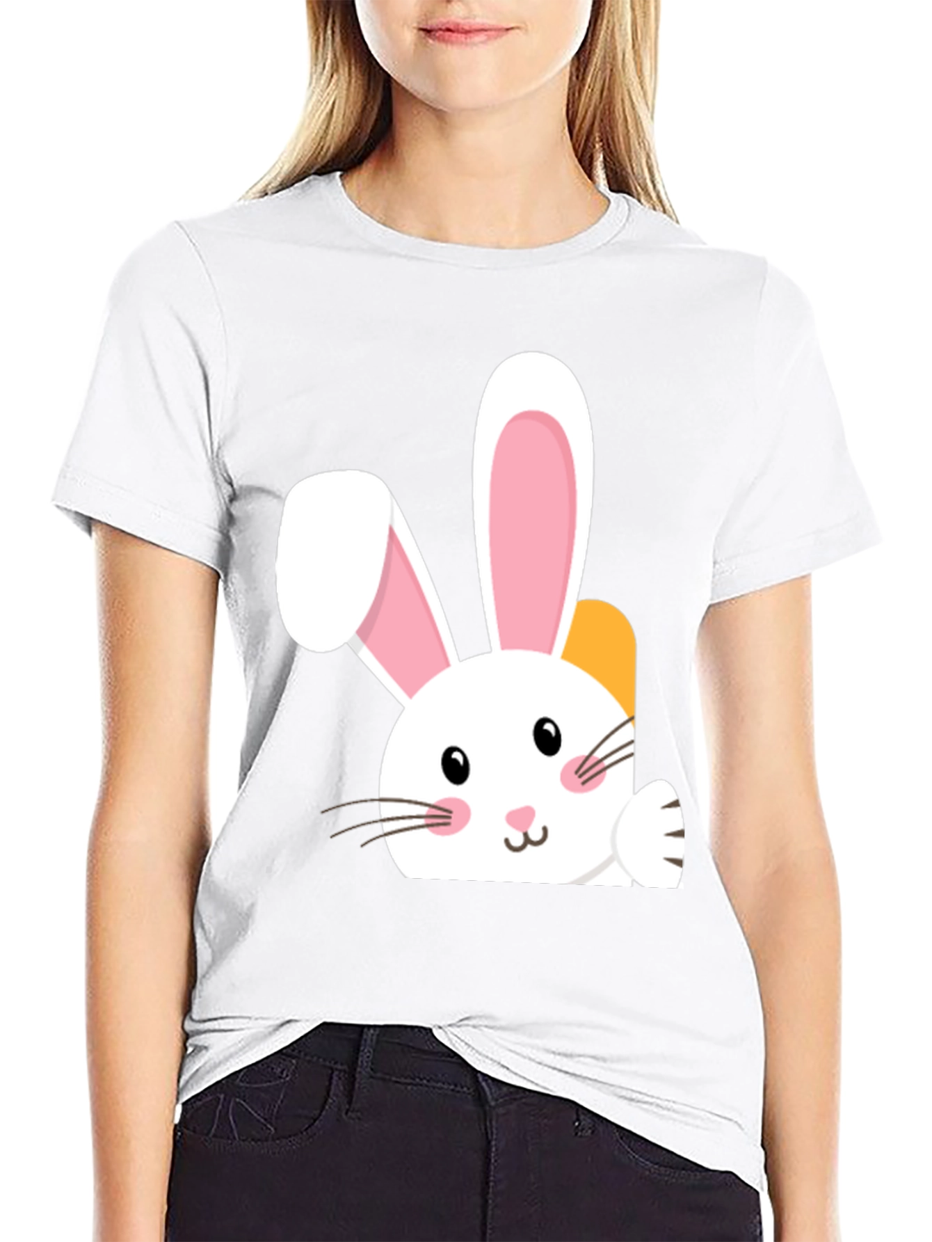 Cute Easter Bunny Black T-Shirt
