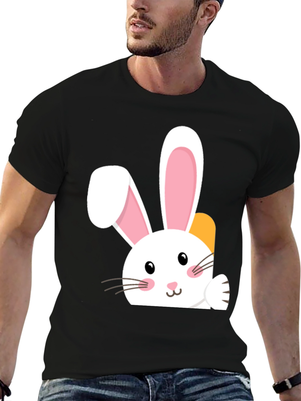 Cute Easter Bunny Black T-Shirt
