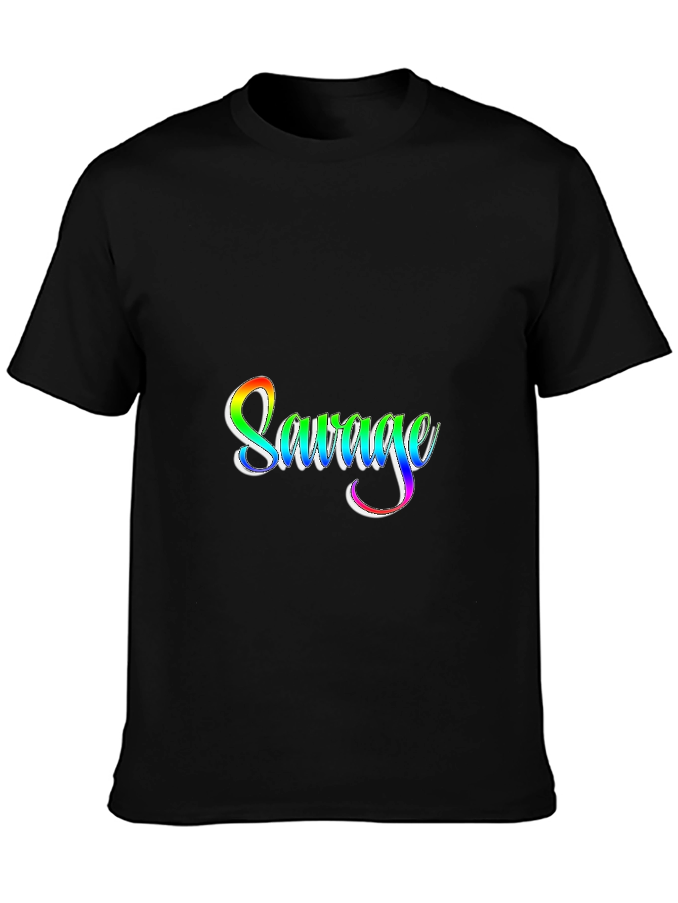 Mens Black T-Shirt with Rainbow Savage Graphic