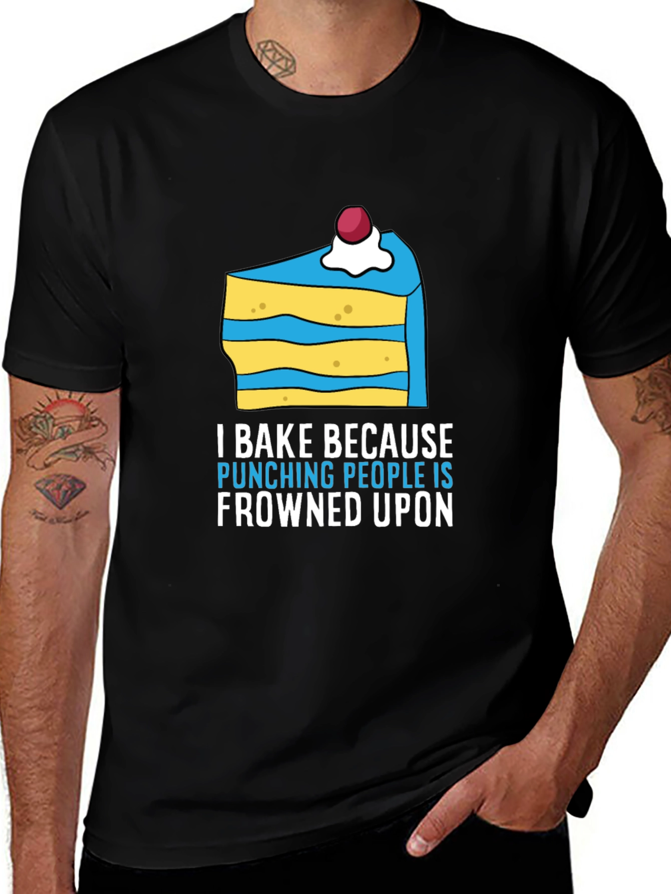I Bake Because Punching People Is Frowned Upon Funny T-Shirt