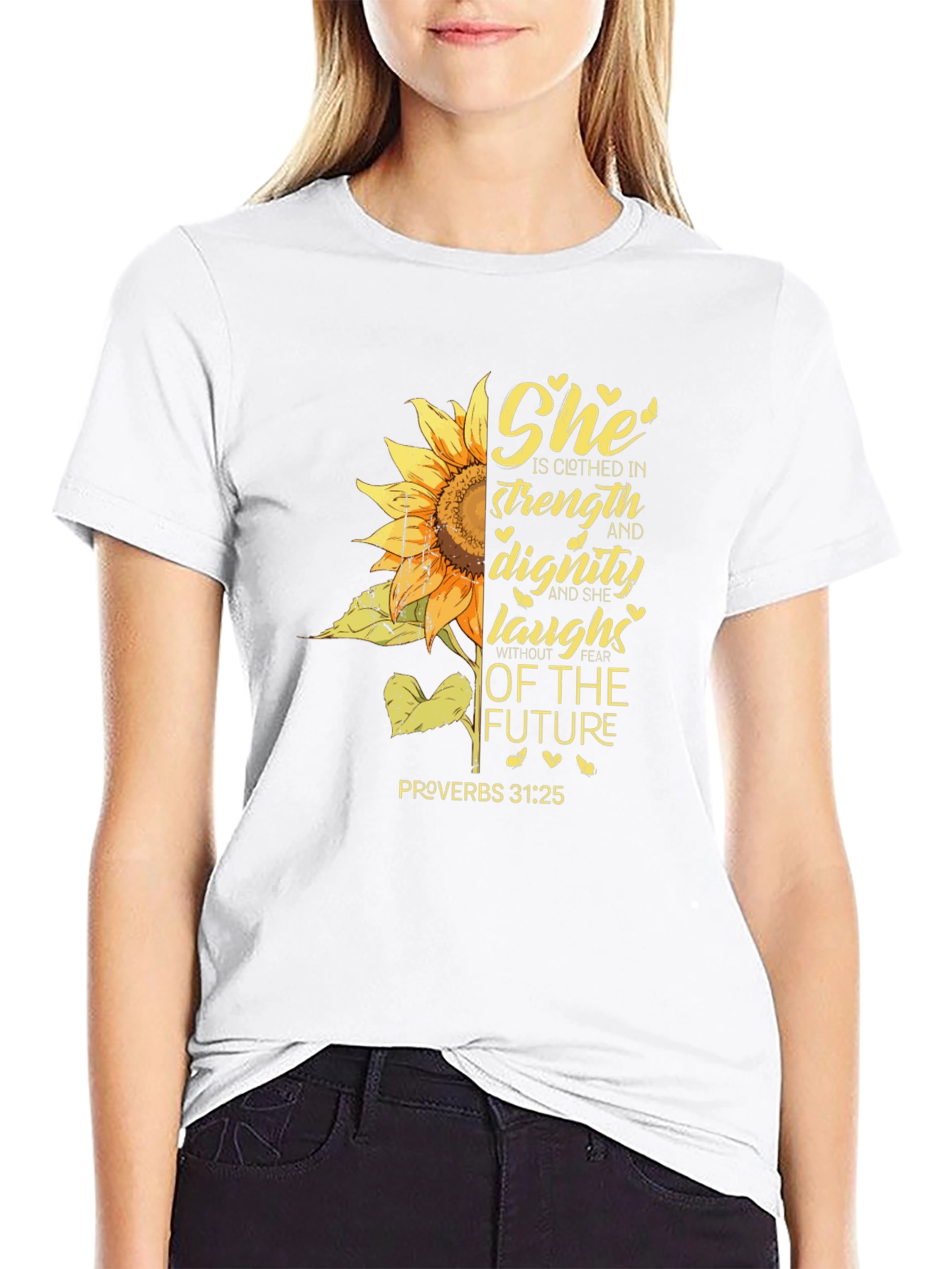 Sunflower Proverbs T-Shirt - Strength & Dignity