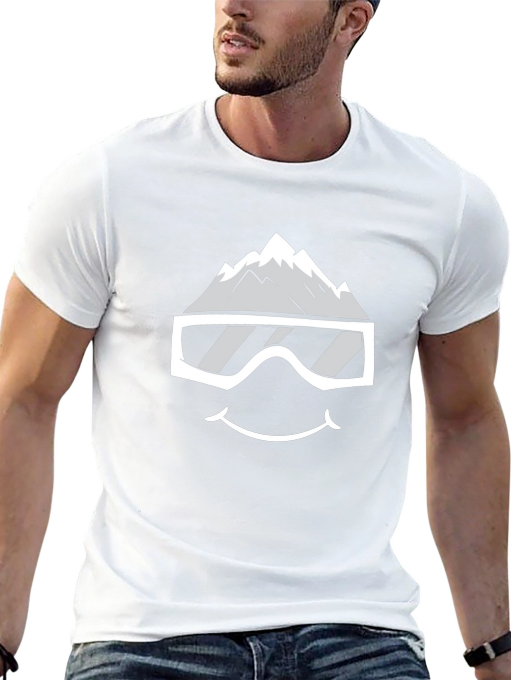 Snowy Mountain Face Graphic Tee - Black
