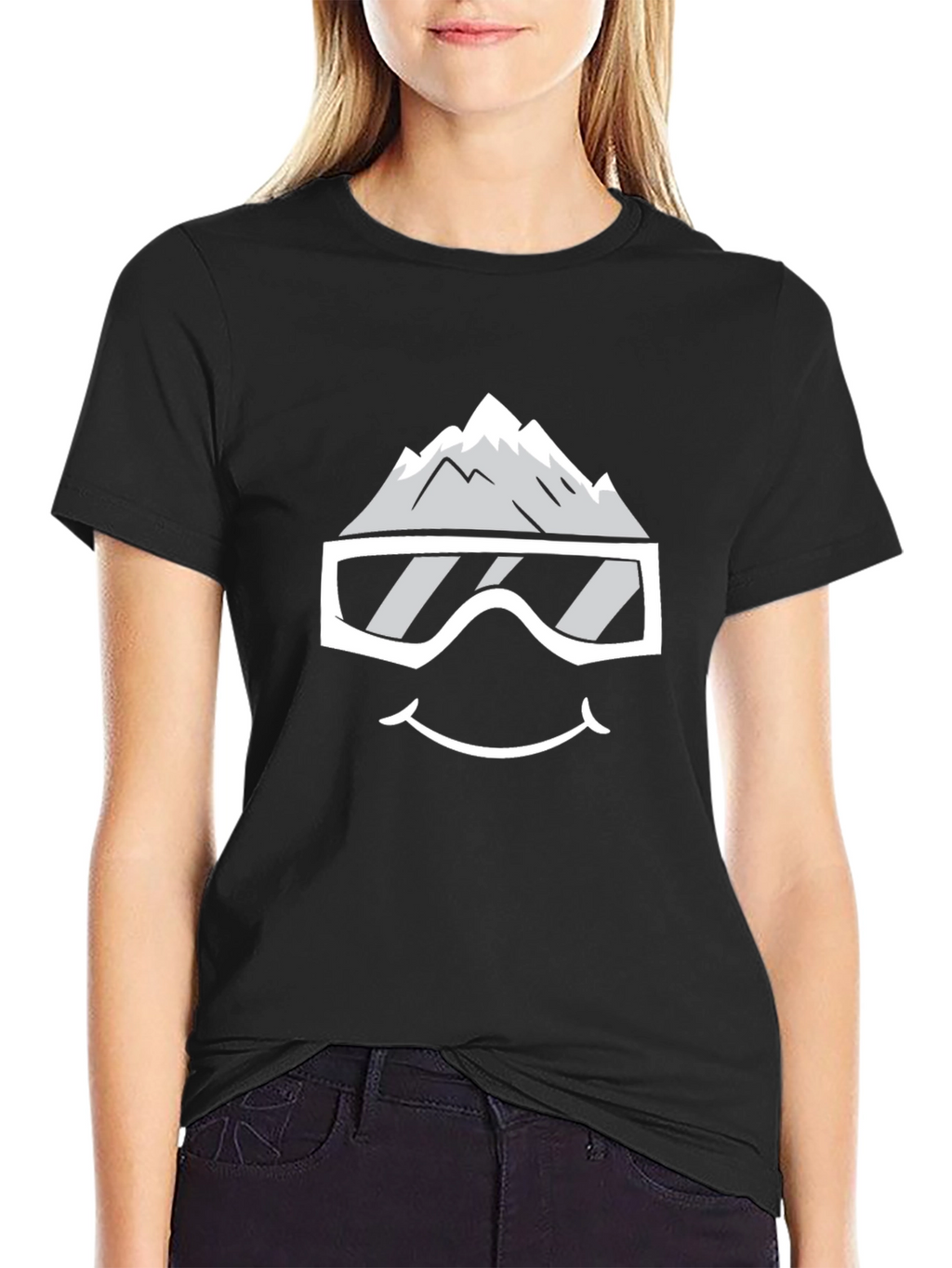 Snowy Mountain Face Graphic Tee - Black