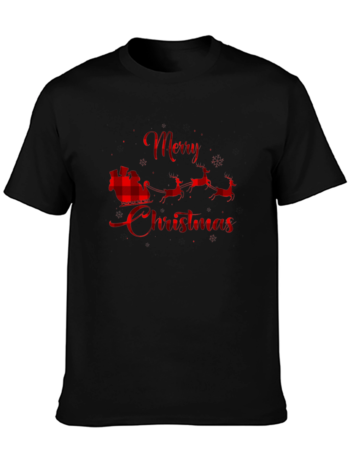Merry Christmas Buffalo Plaid Santa T-Shirt