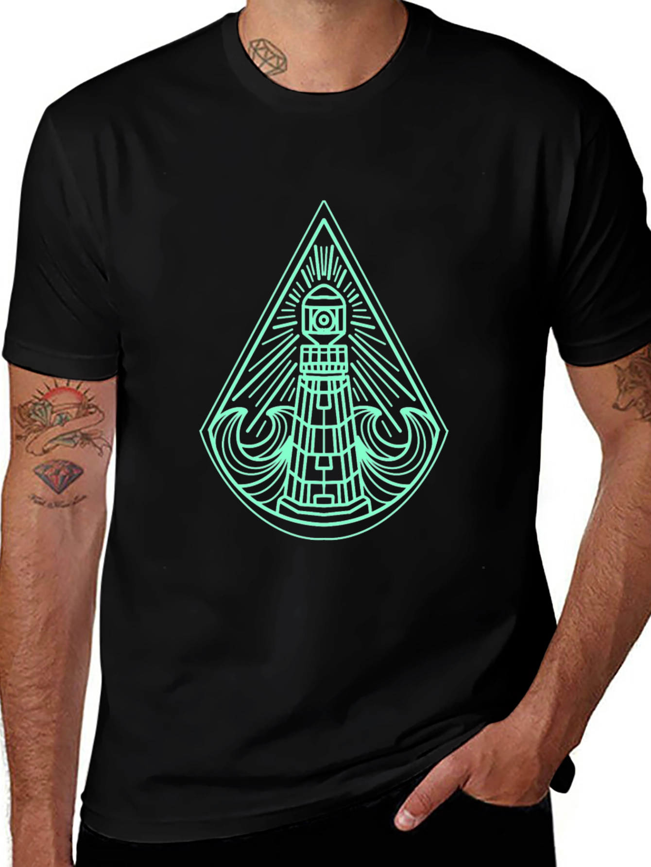 Lighthouse Graphic T-Shirt - Modern Coastal Style