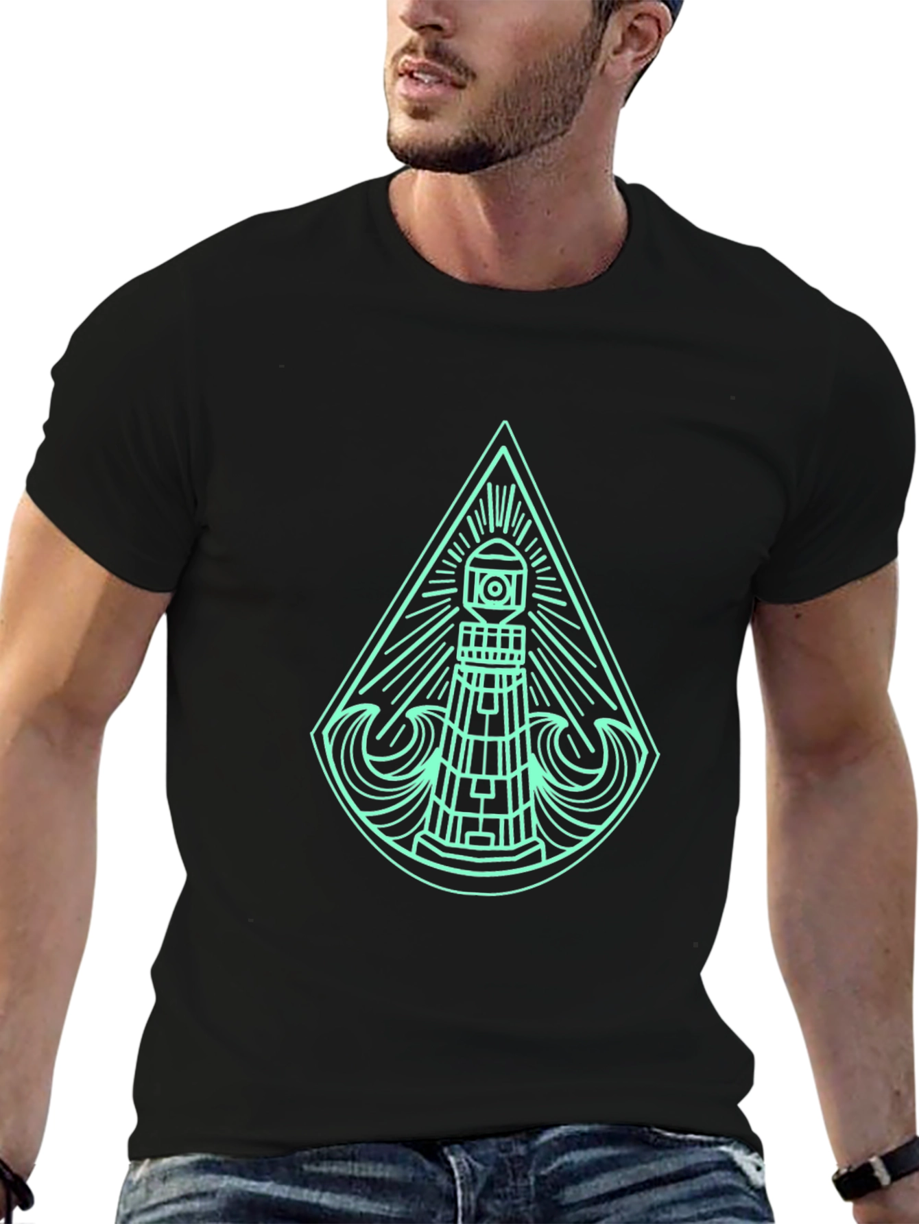 Lighthouse Graphic T-Shirt - Modern Coastal Style