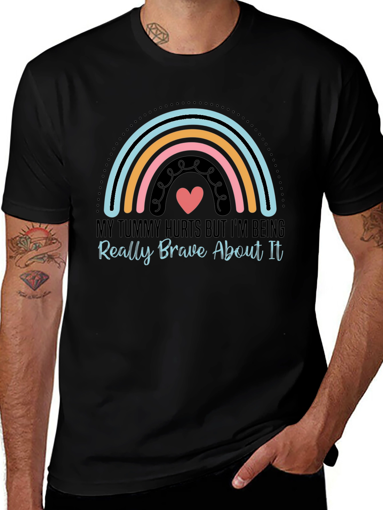Tummy Hurts Brave Rainbow Graphic Tee