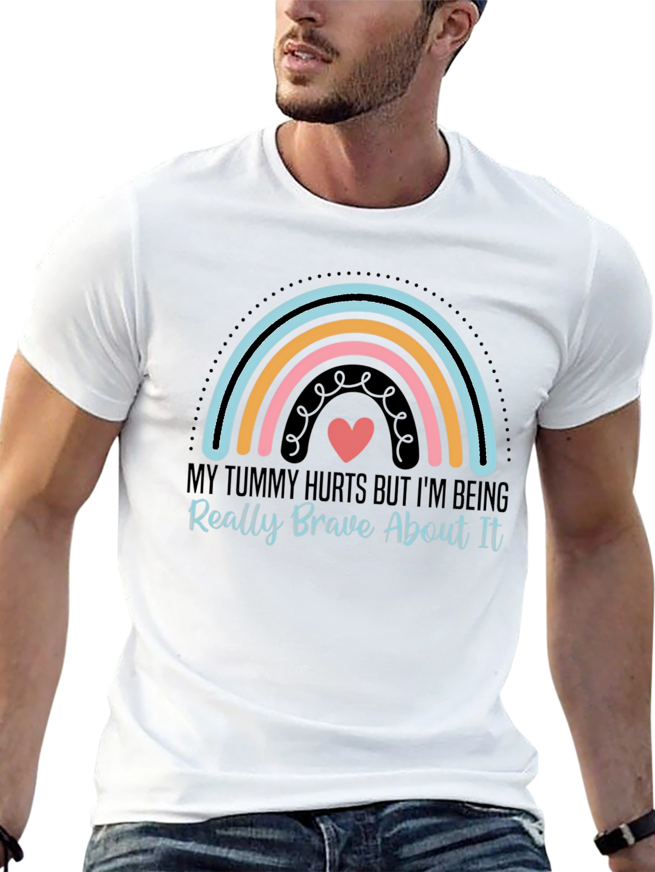 Tummy Hurts Brave Rainbow Graphic Tee