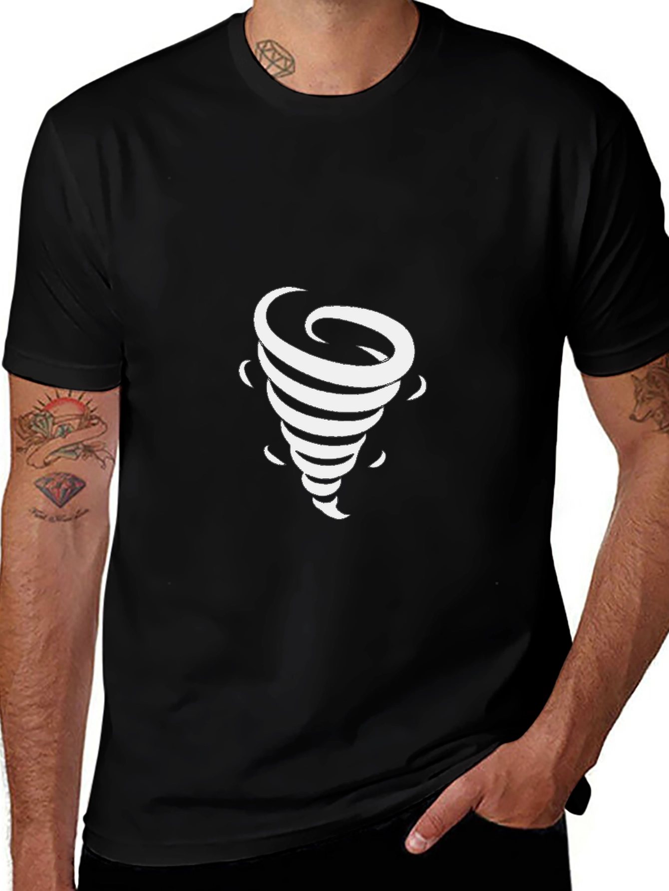 Mens Black Tornado Graphic T-Shirt