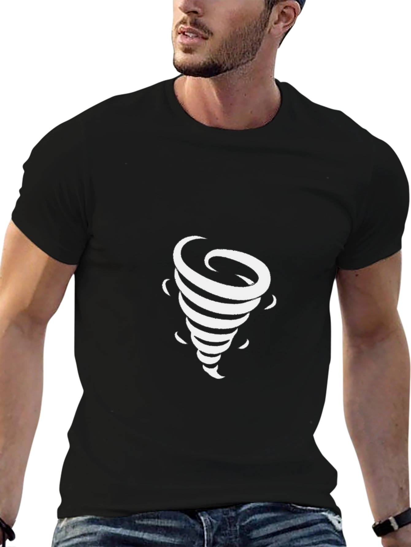 Mens Black Tornado Graphic T-Shirt