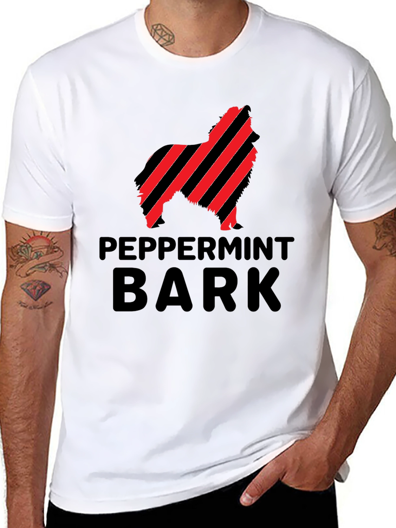 Peppermint Bark Dog Silhouette T-Shirt