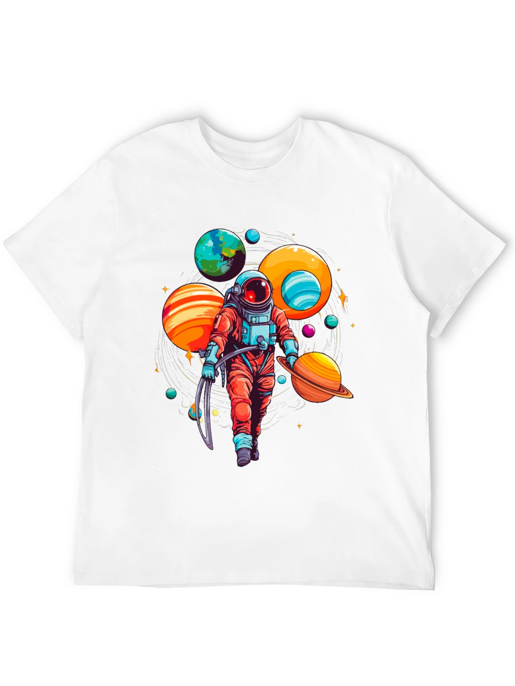 Astronaut Planets Graphic Tee - Space Lover T-Shirt