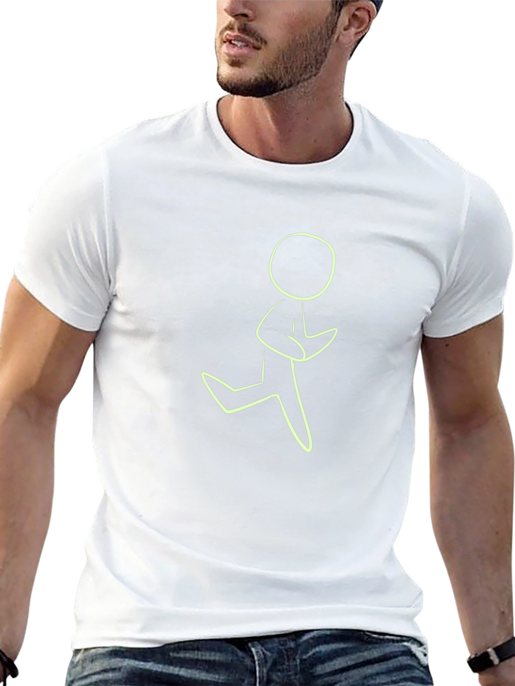 Running Man Graphic Tee - Black Casual T-Shirt
