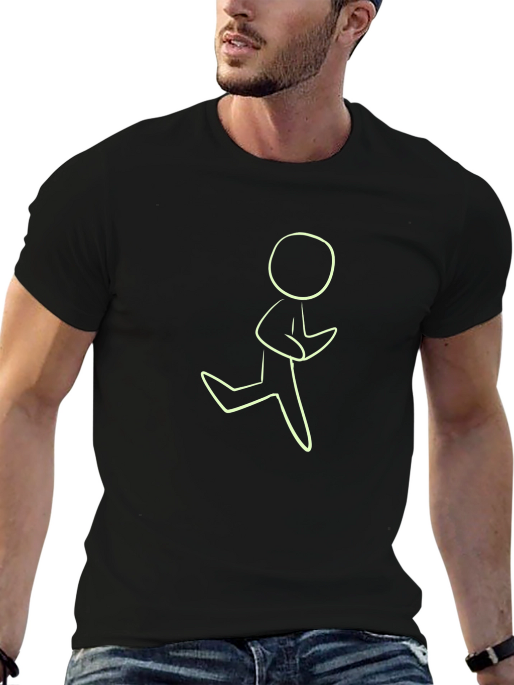 Running Man Graphic Tee - Black Casual T-Shirt