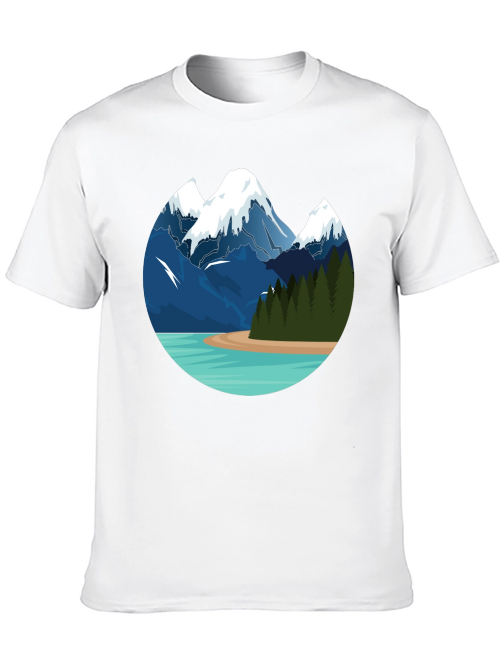 Mountain Lake Graphic Tee - Black Cotton T-Shirt