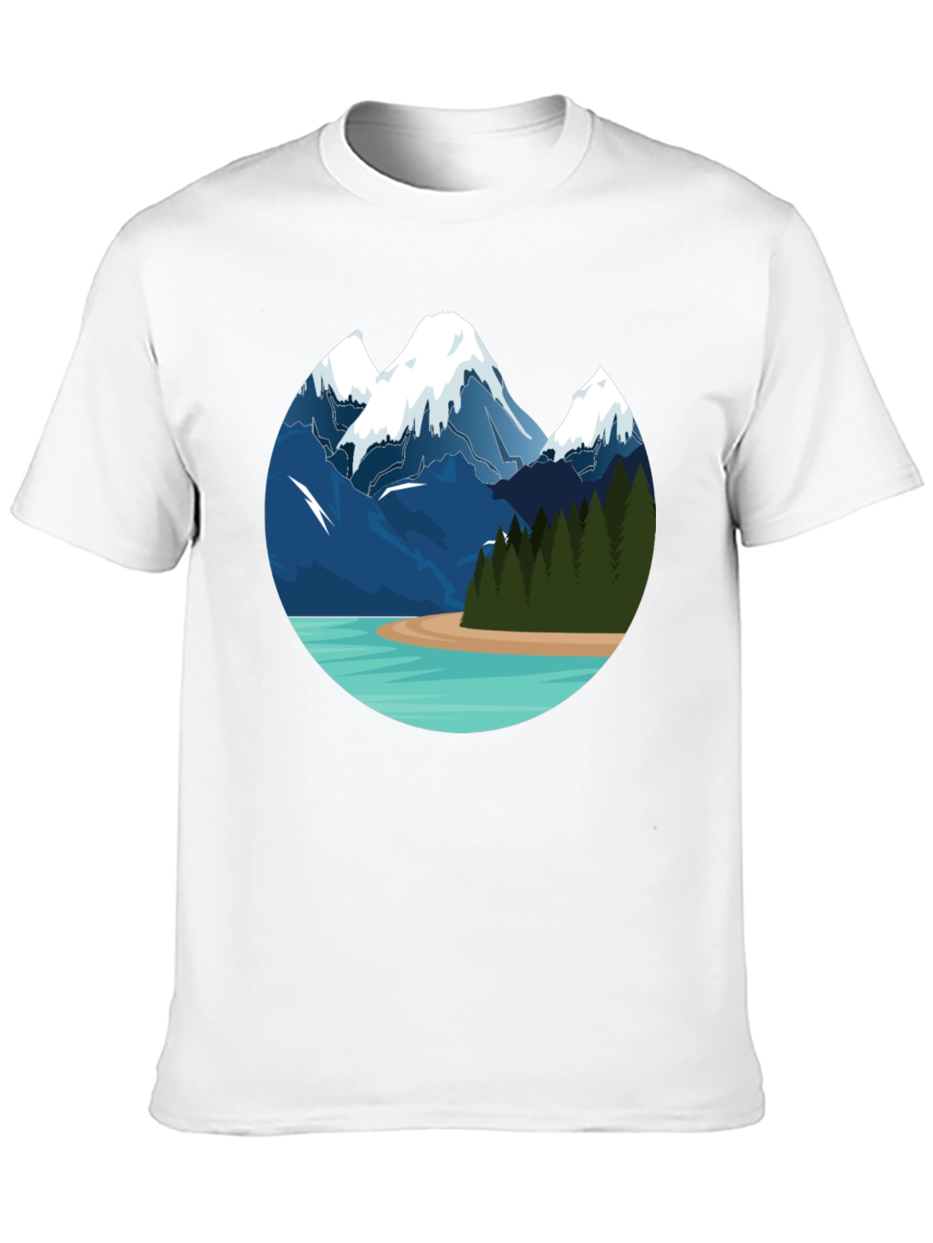 Mountain Lake Graphic Tee - Black Cotton T-Shirt