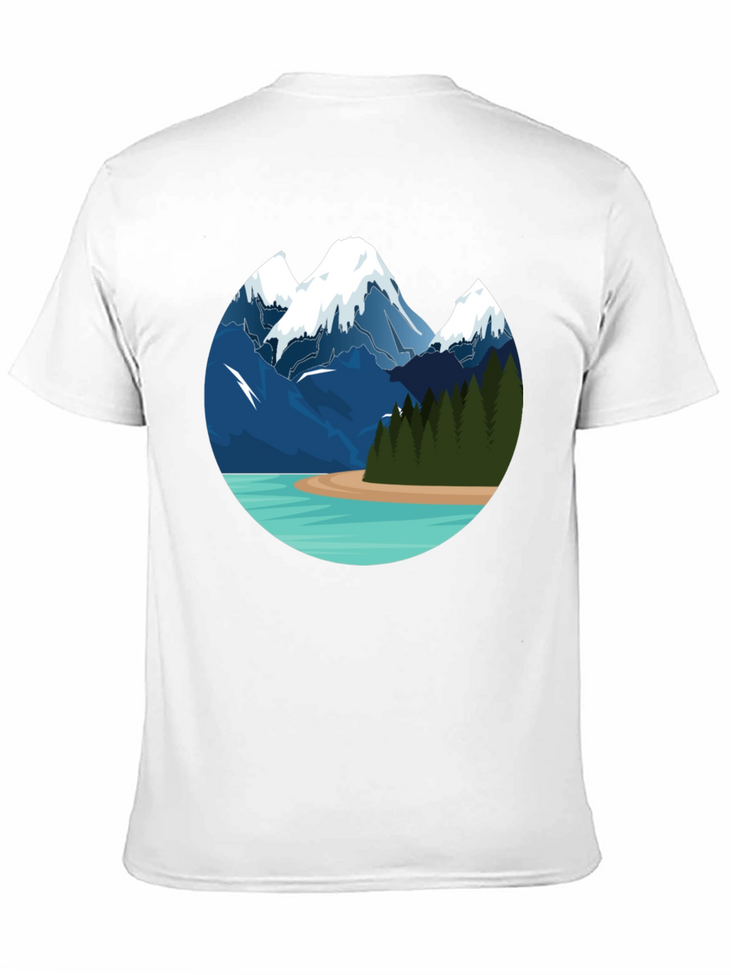 Mountain Lake Graphic Tee - Black Cotton T-Shirt