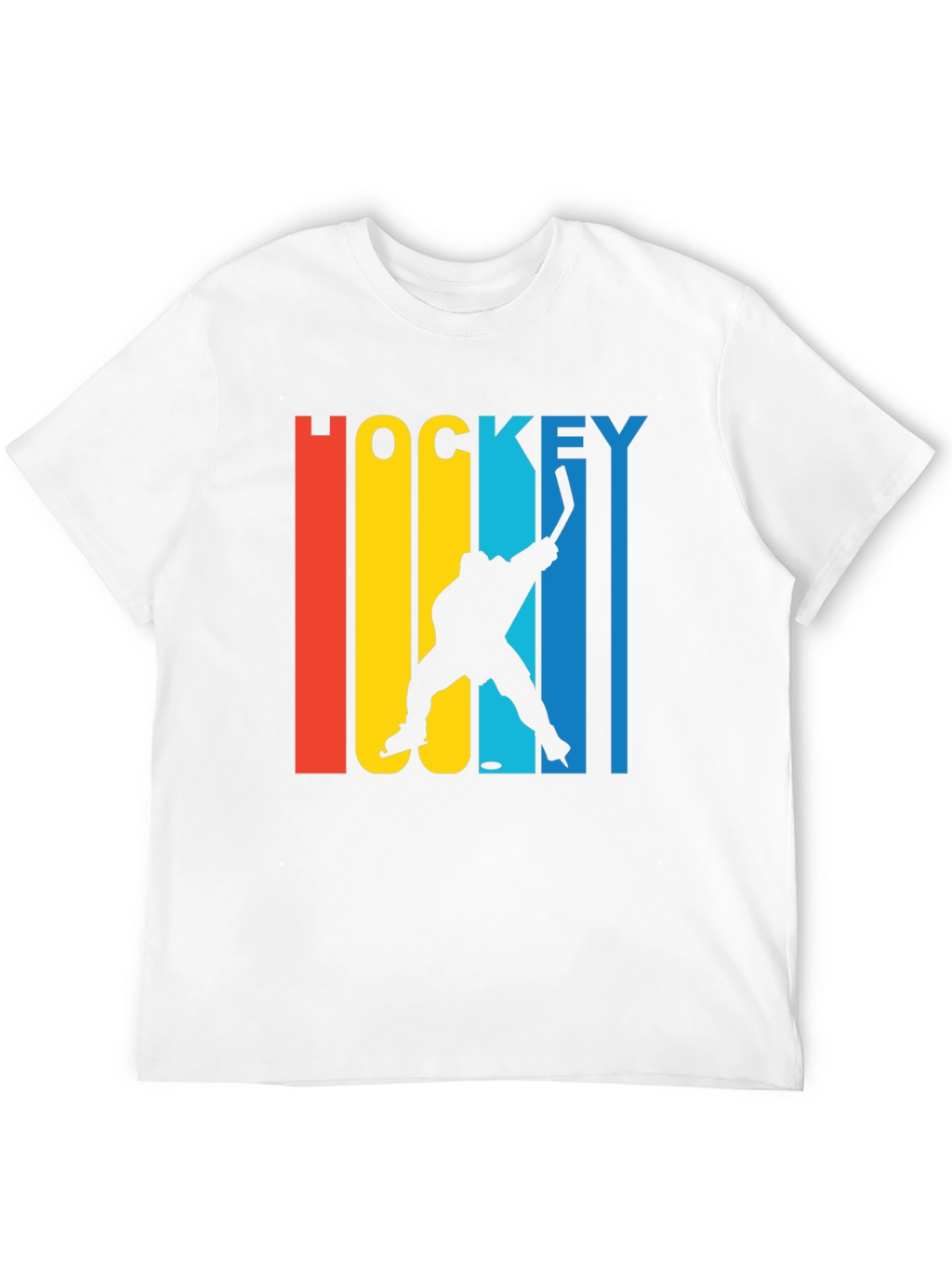 Retro Hockey Player Graphic Tee - Black Cotton Blend