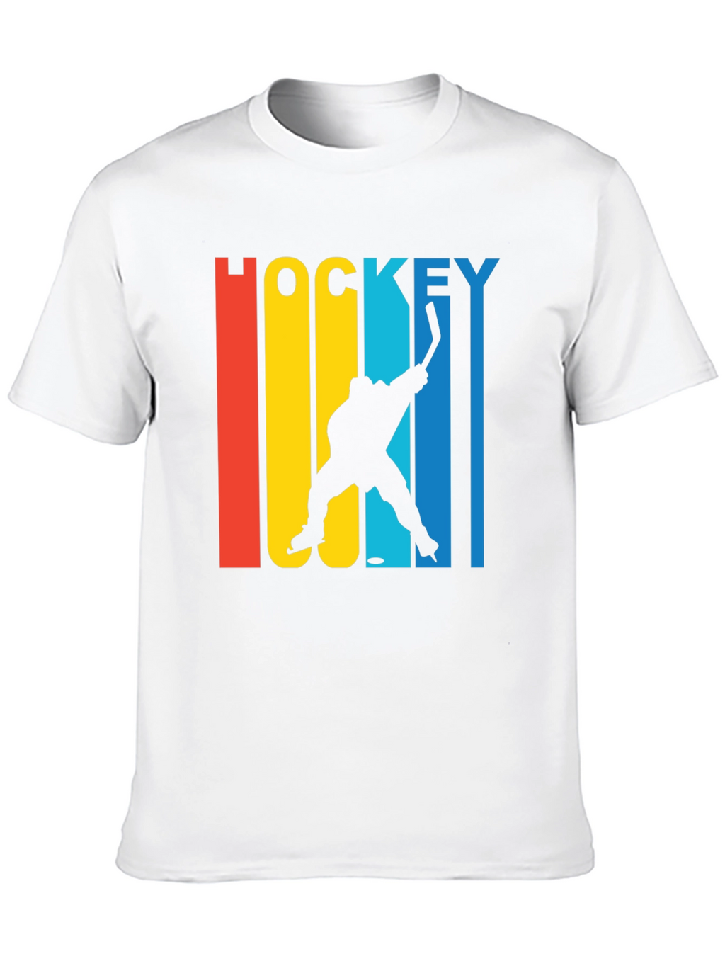 Retro Hockey Player Graphic Tee - Black Cotton Blend