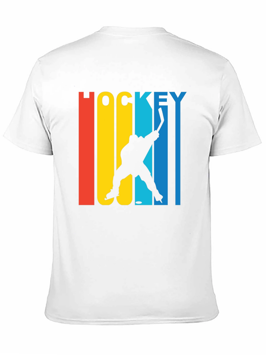 Retro Hockey Player Graphic Tee - Black Cotton Blend