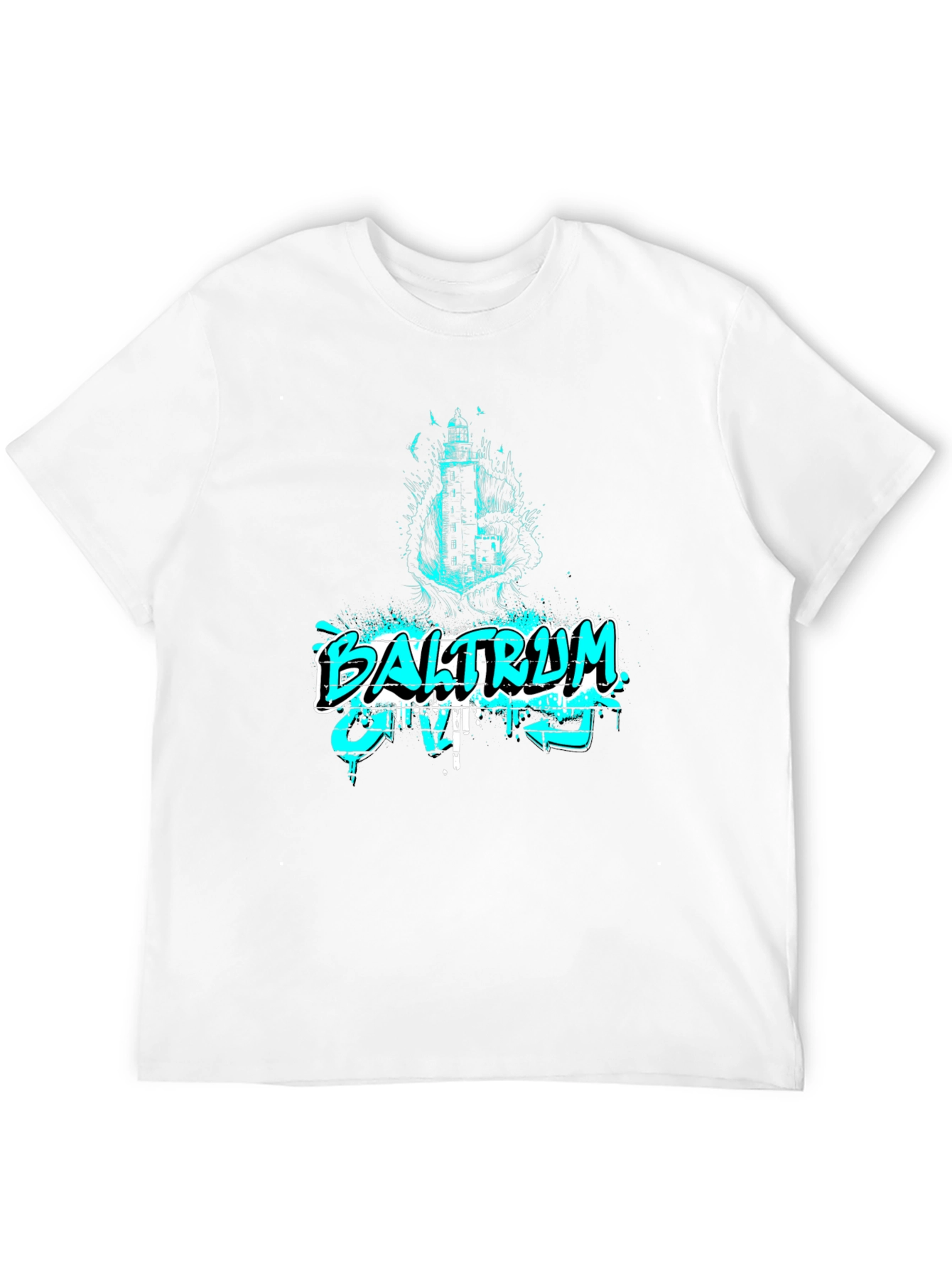 Baltraum Island Lighthouse Graphic Tee - Black