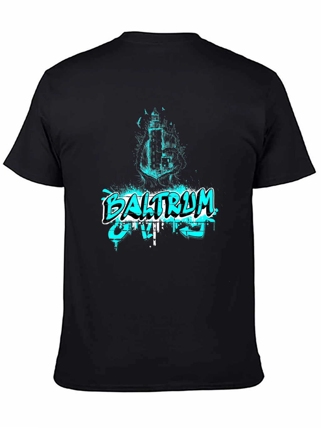 Baltraum Island Lighthouse Graphic Tee - Black