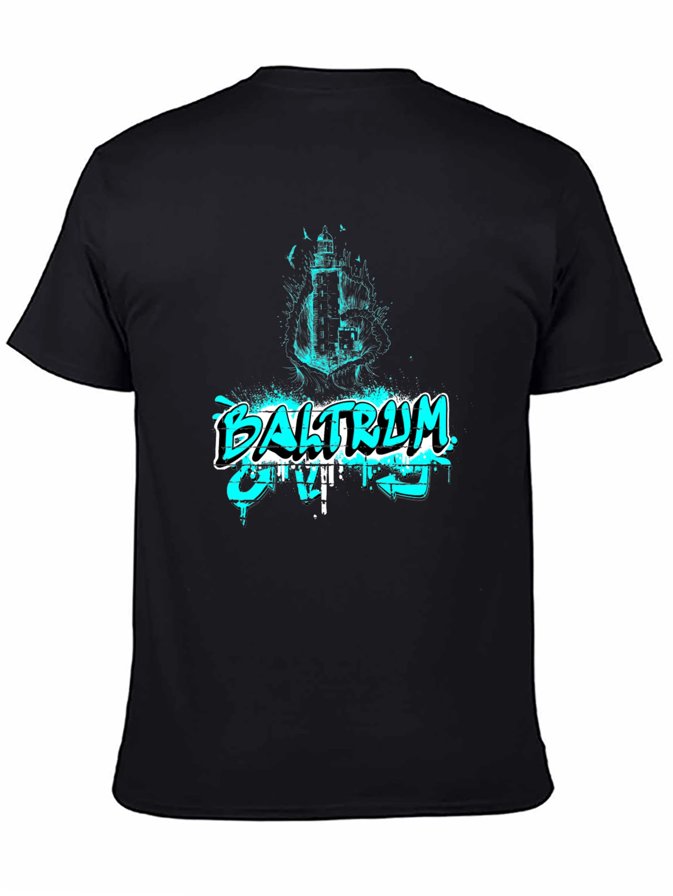 Baltraum Island Lighthouse Graphic Tee - Black