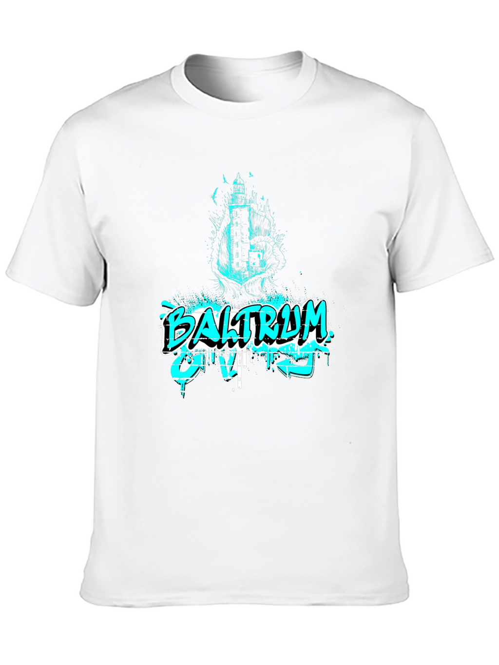 Baltraum Island Lighthouse Graphic Tee - Black