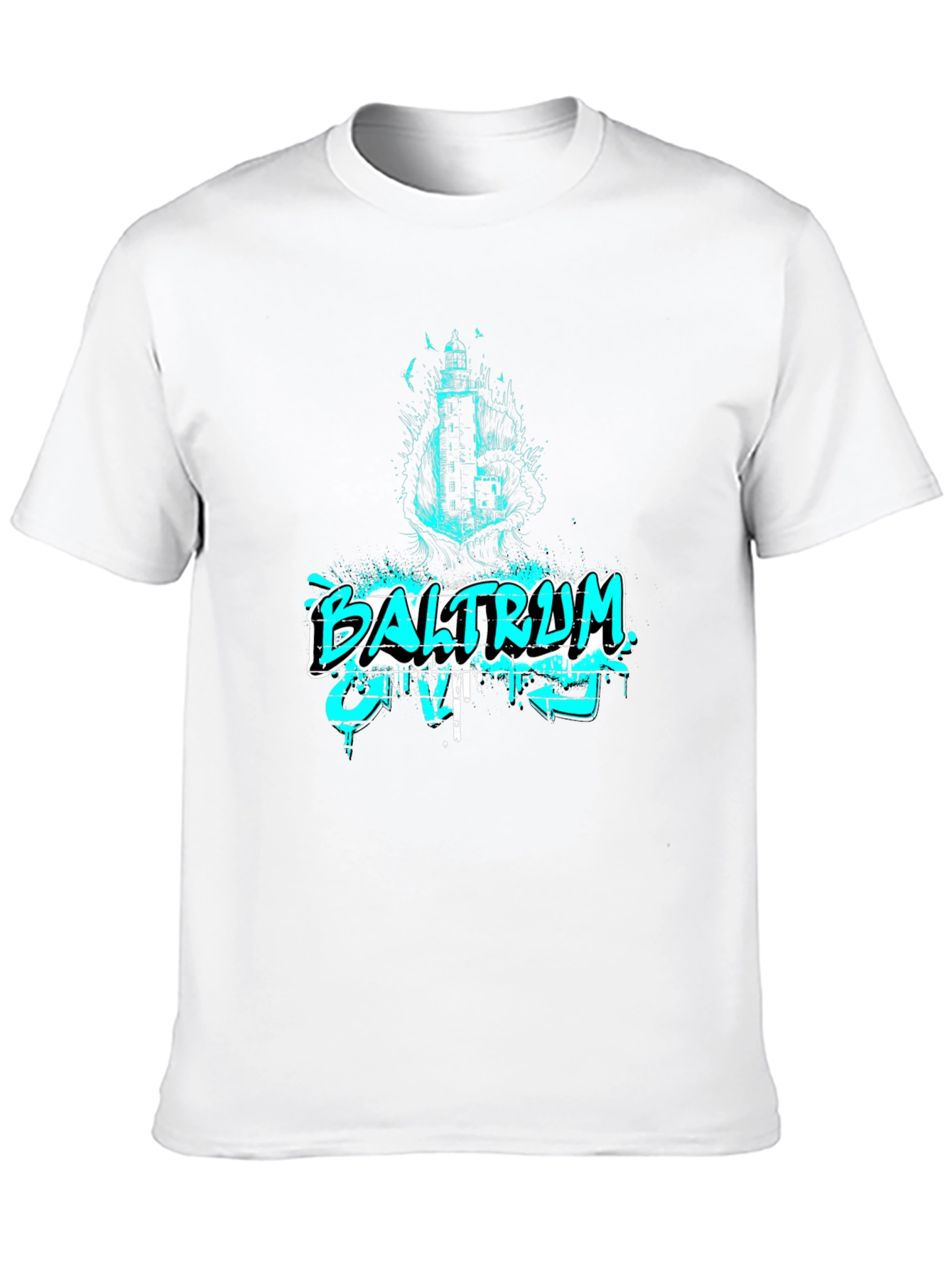 Baltraum Island Lighthouse Graphic Tee - Black