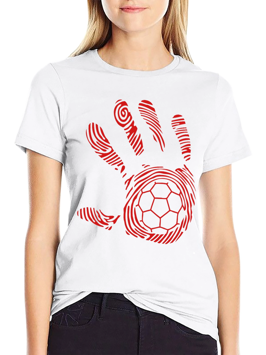 Handprint Soccer Ball Graphic T-Shirt
