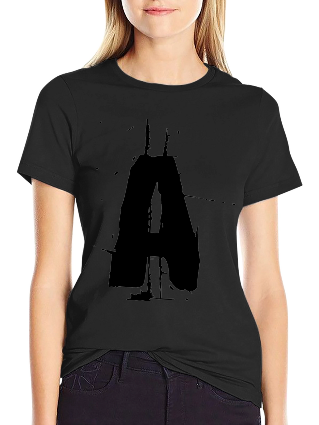 Abstract A Graphic Tee - Black Casual T-Shirt