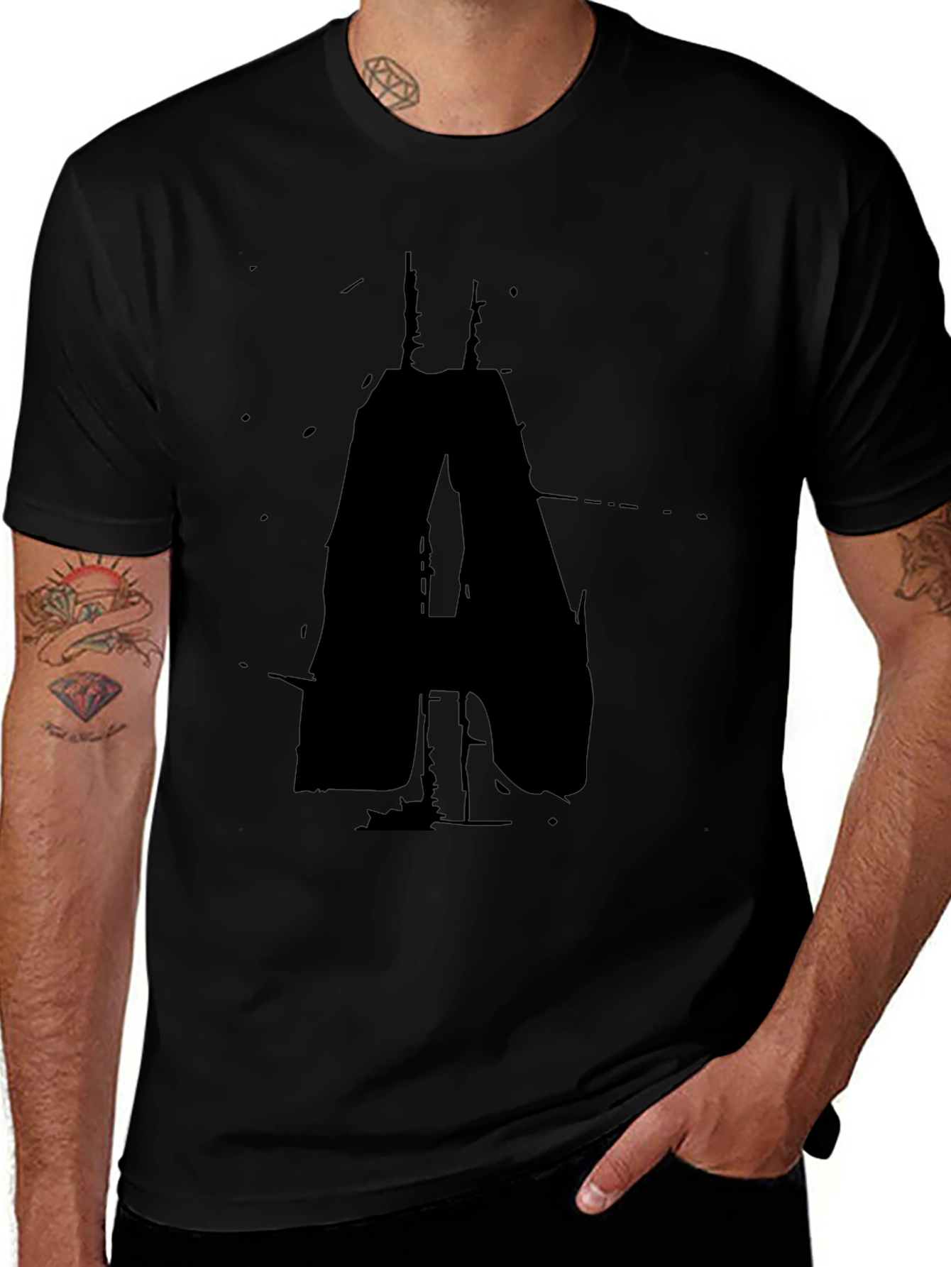 Abstract A Graphic Tee - Black Casual T-Shirt