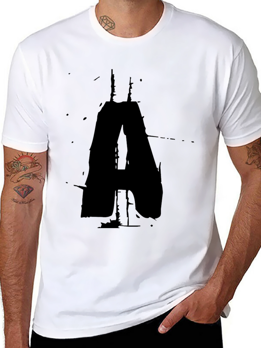 Abstract A Graphic Tee - Black Casual T-Shirt