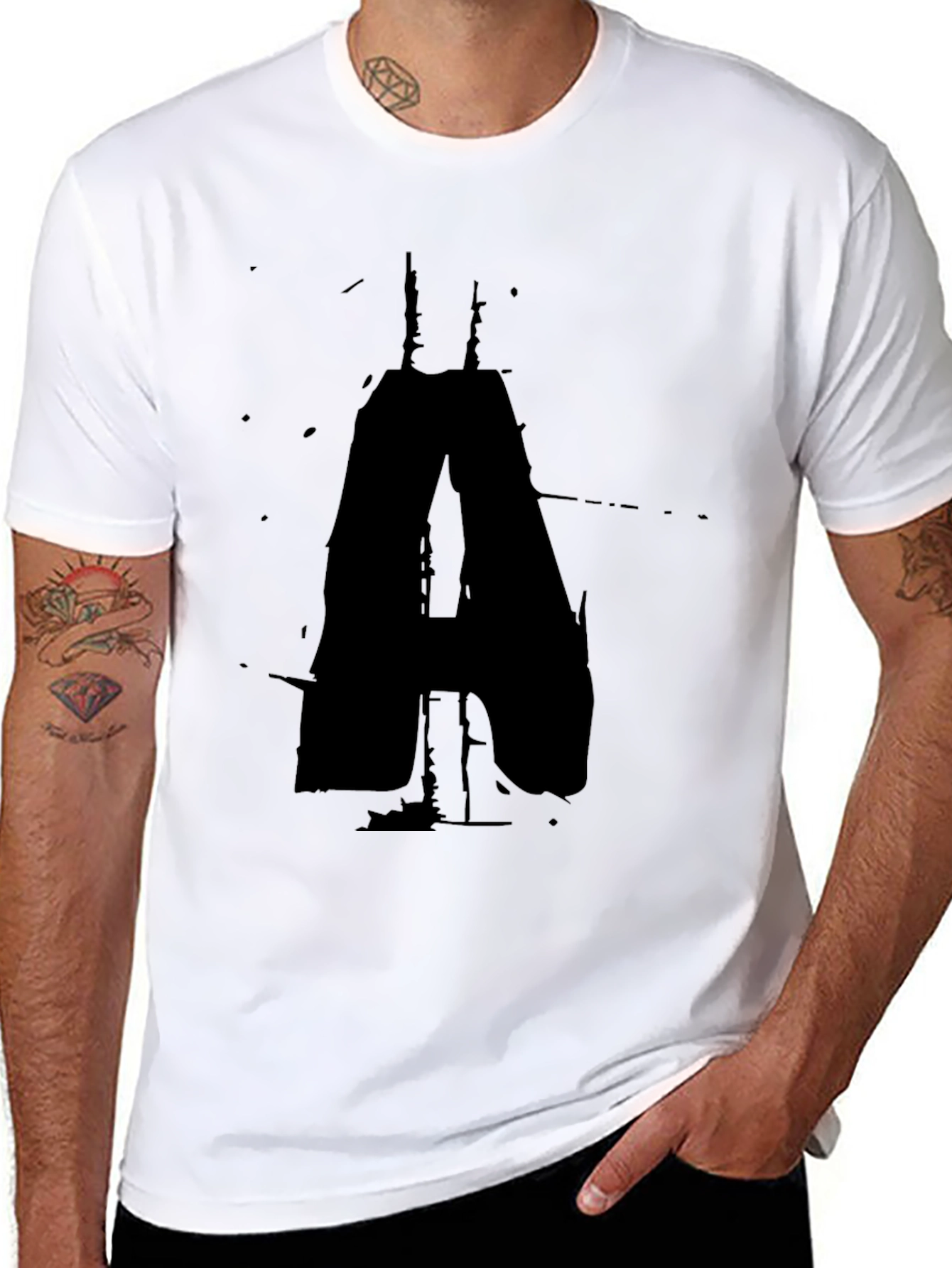 Abstract A Graphic Tee - Black Casual T-Shirt