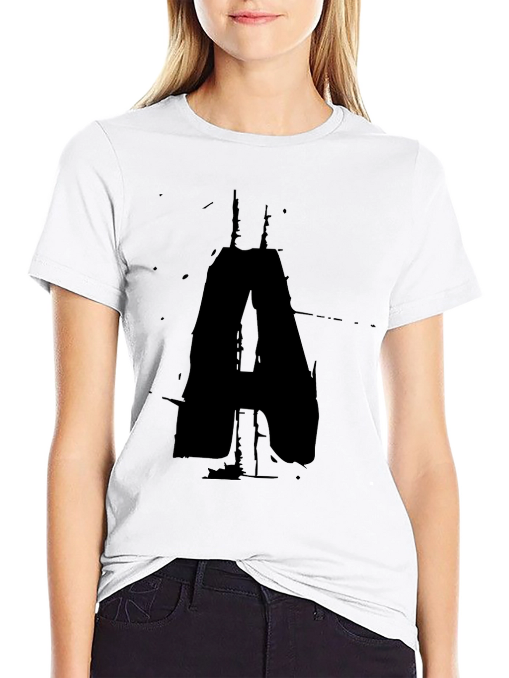 Abstract A Graphic Tee - Black Casual T-Shirt