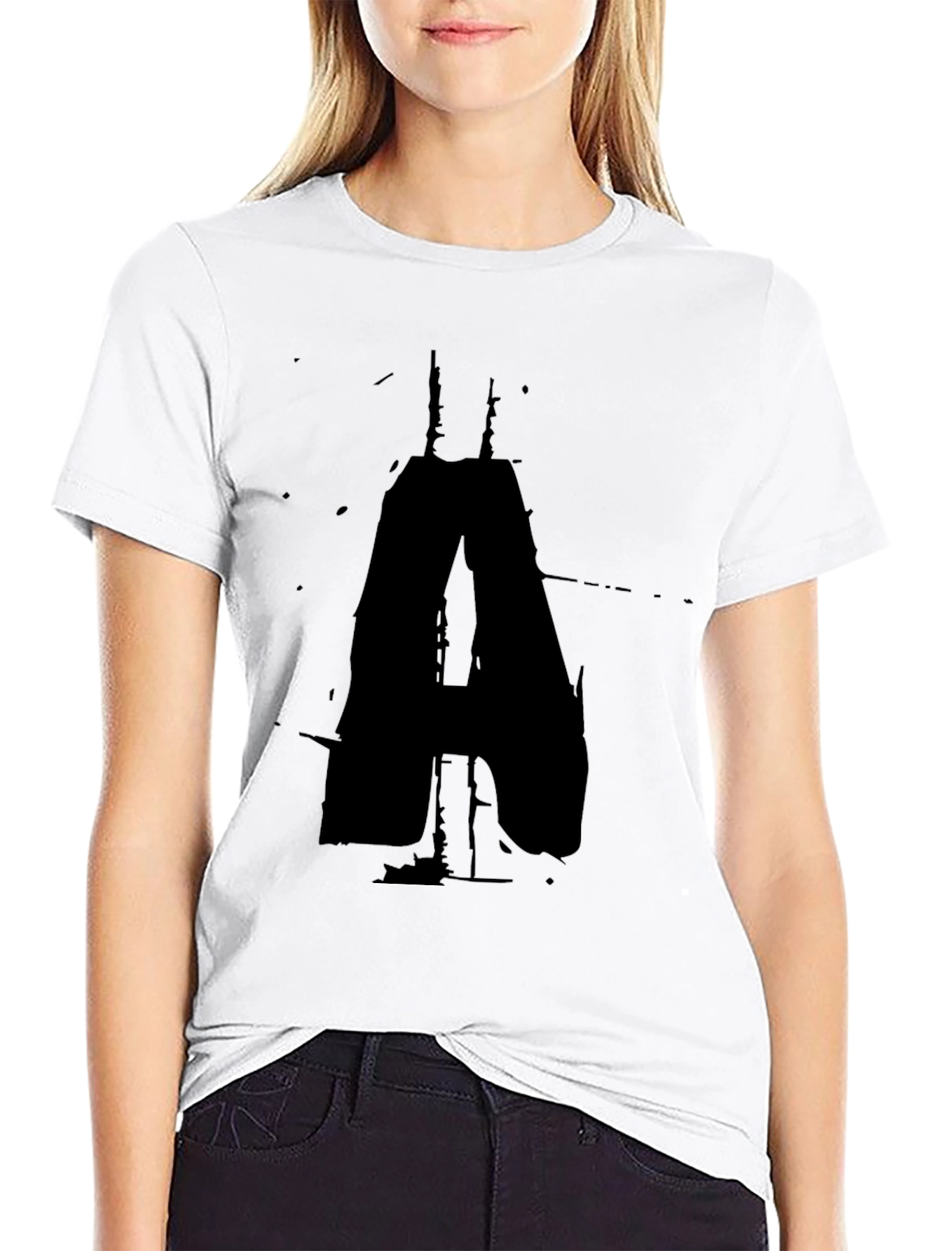 Abstract A Graphic Tee - Black Casual T-Shirt