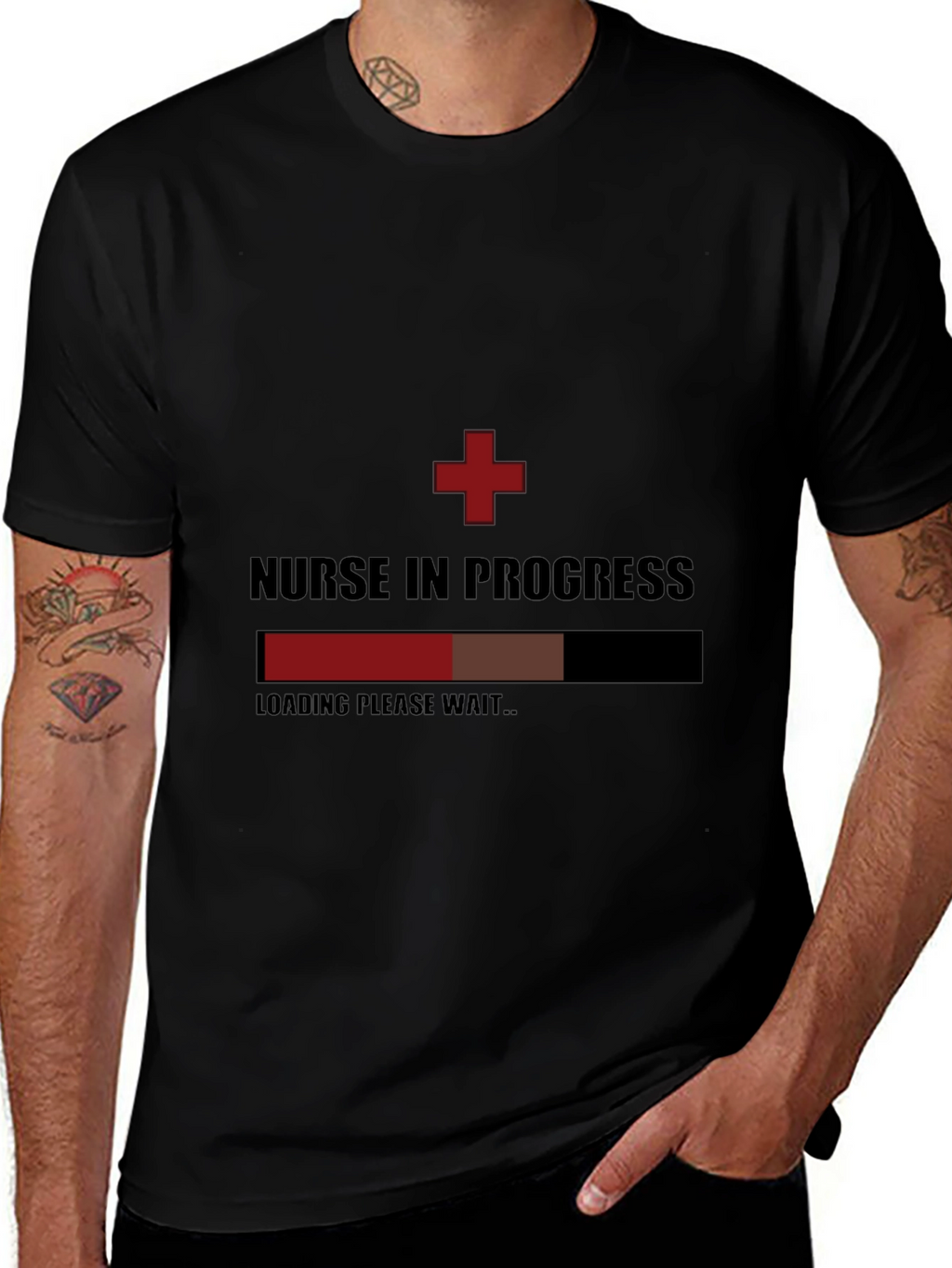 Nurse in Progress Black Graphic T-Shirt