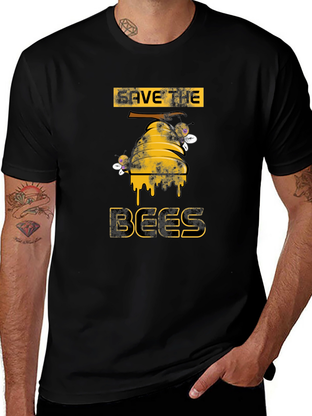 Save the Bees Graphic T-Shirt - Black