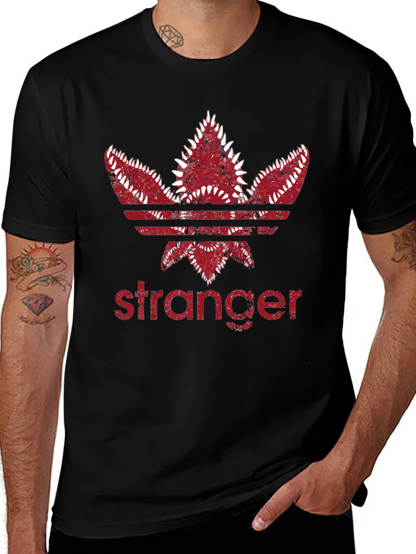 Stranger Trefoil T-Shirt - Dark Red Design