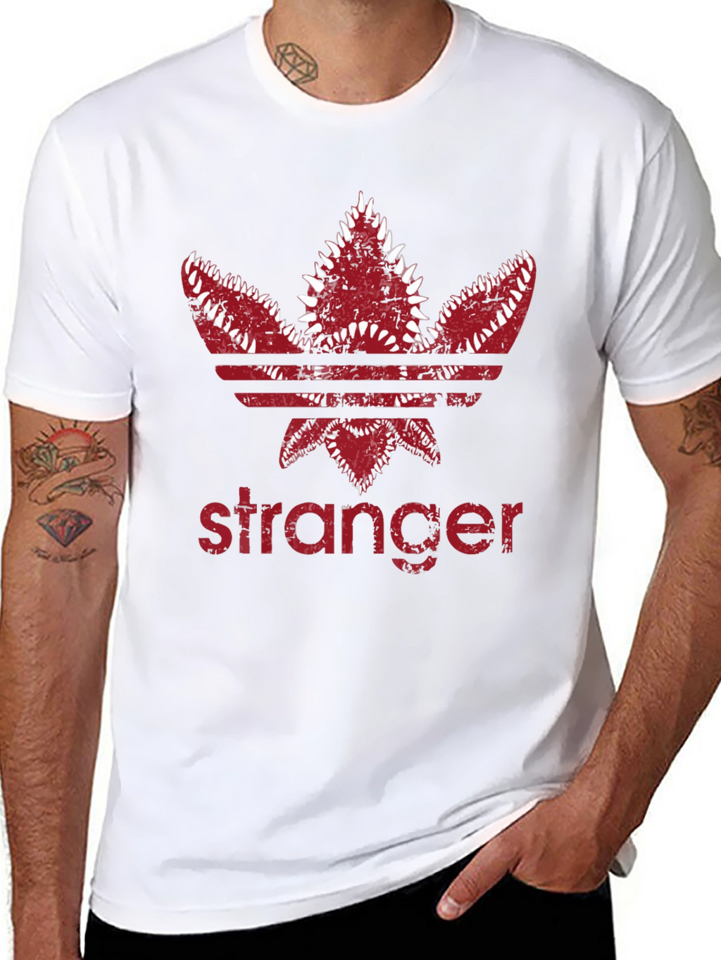 Stranger Trefoil T-Shirt - Dark Red Design
