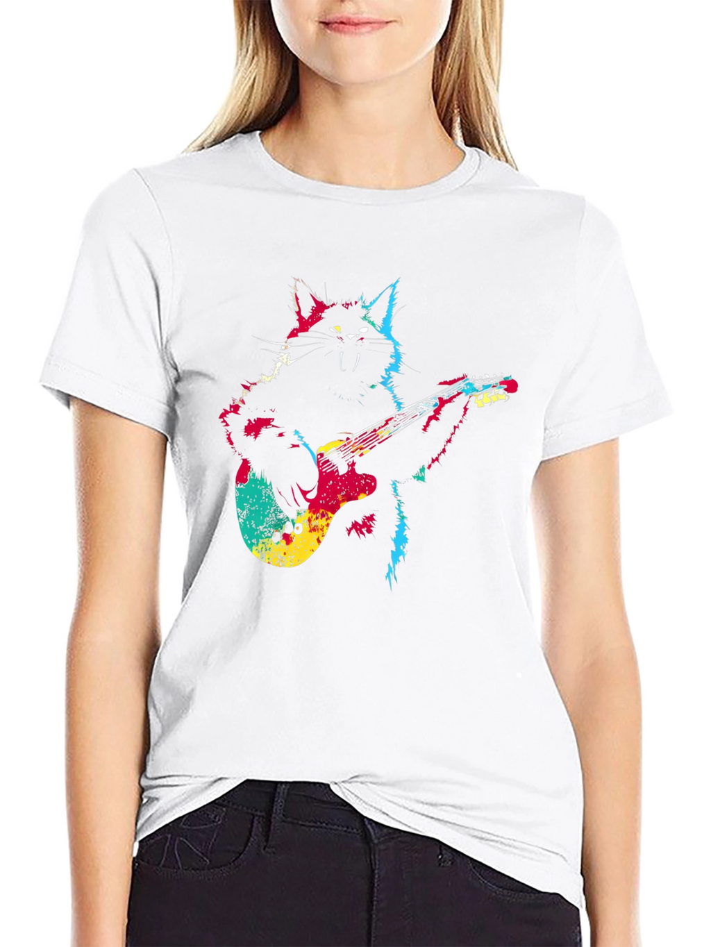Rock Cat Guitar T-Shirt - Cool Graphic Tee