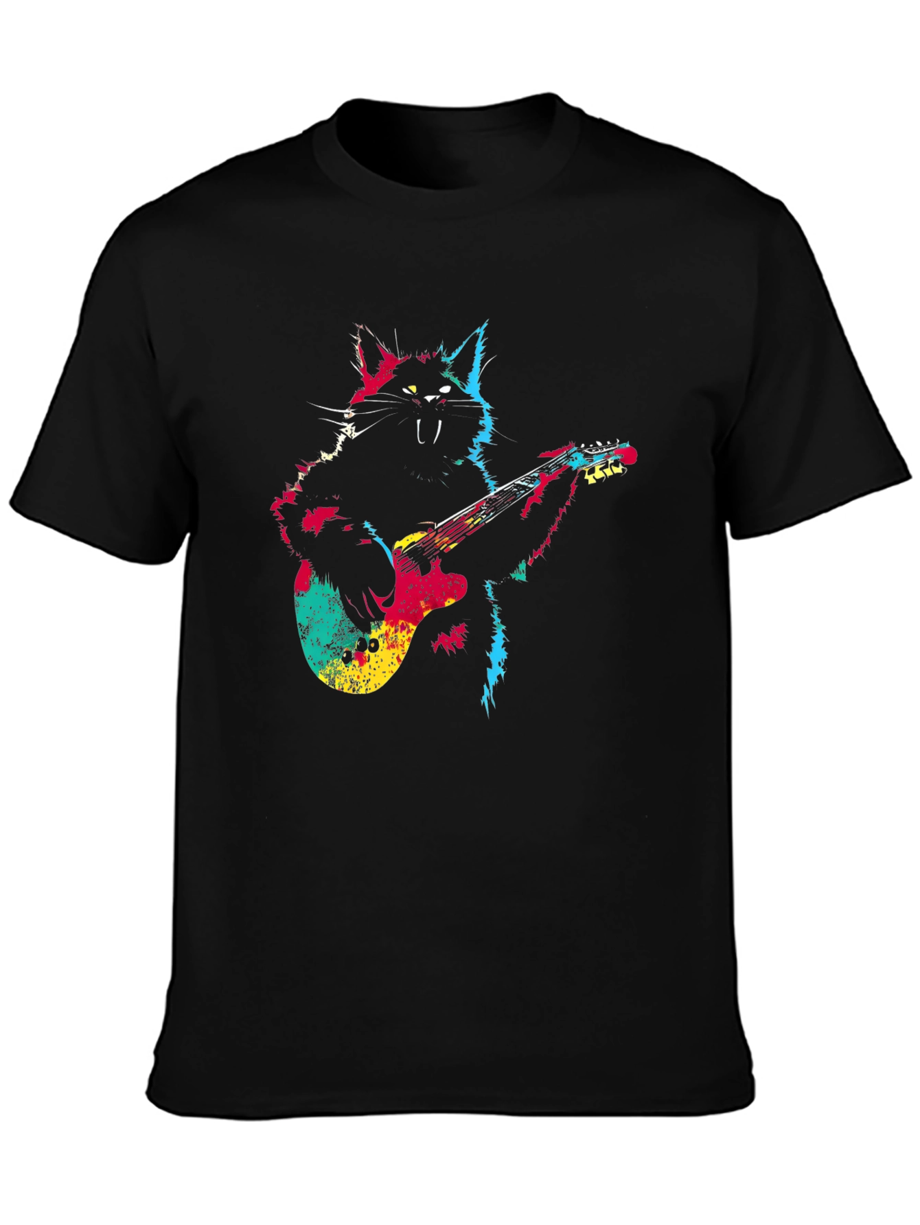 Rock Cat Guitar T-Shirt - Cool Graphic Tee