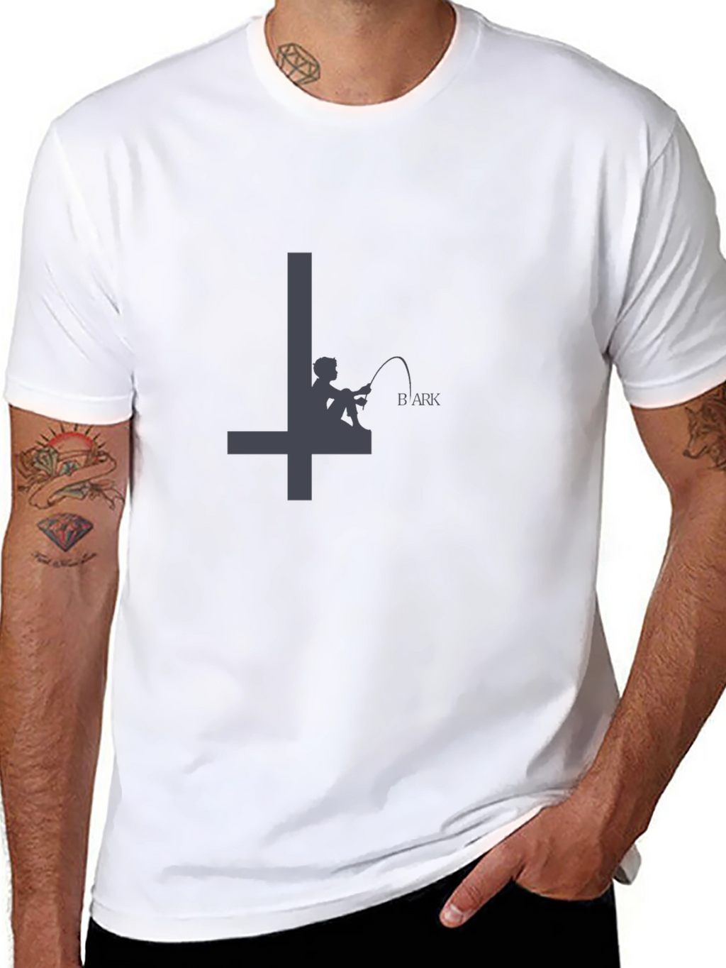 Mens Black Graphic Tee - Fisherman BArk Design