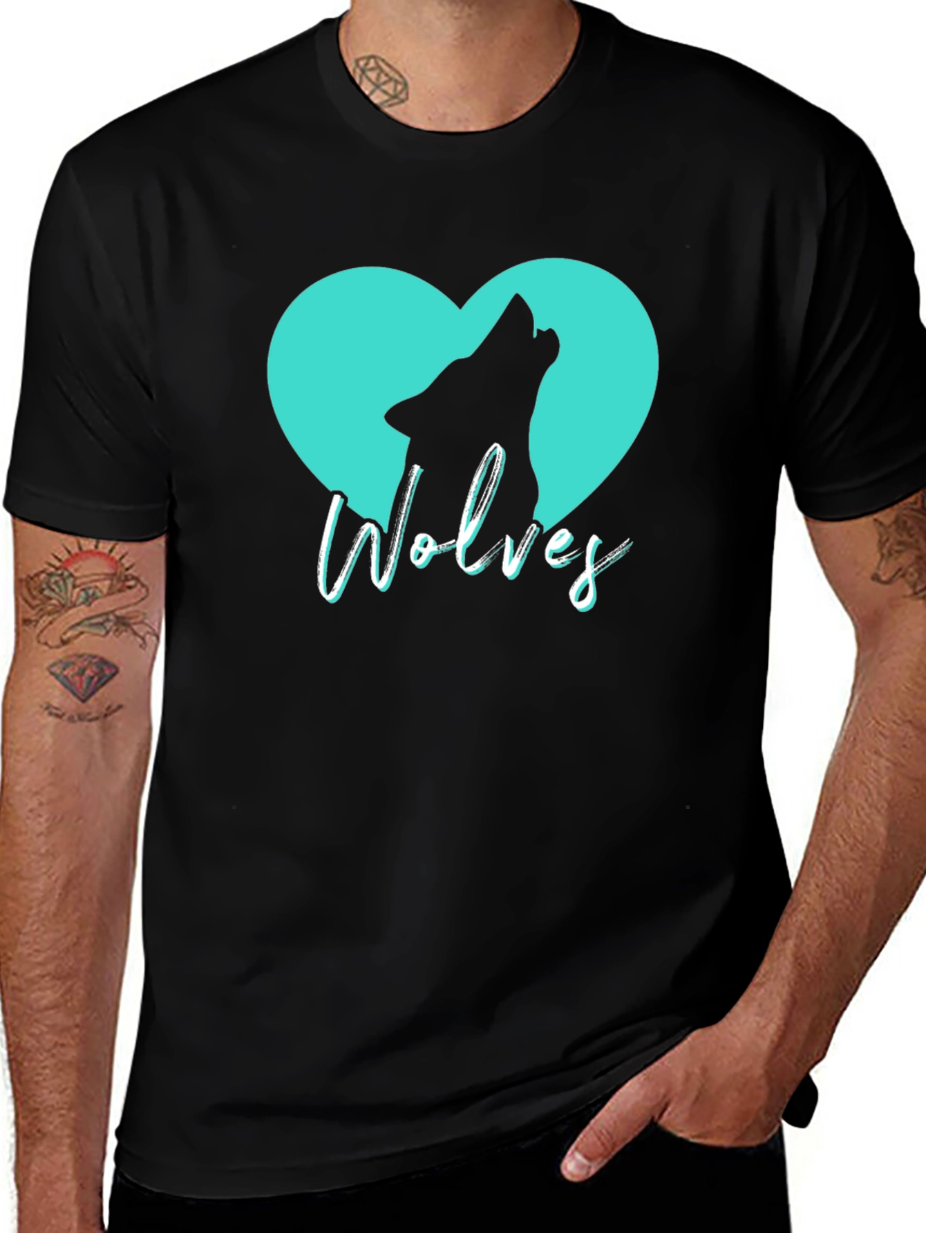 Wolves Heart T-Shirt - Black