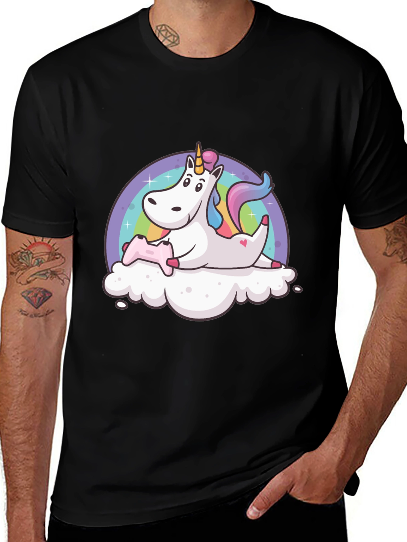 Unicorn Gamer T-Shirt - Black Cotton Tee