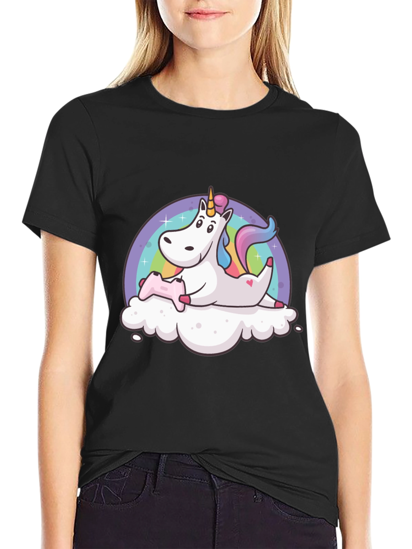 Unicorn Gamer T-Shirt - Black Cotton Tee