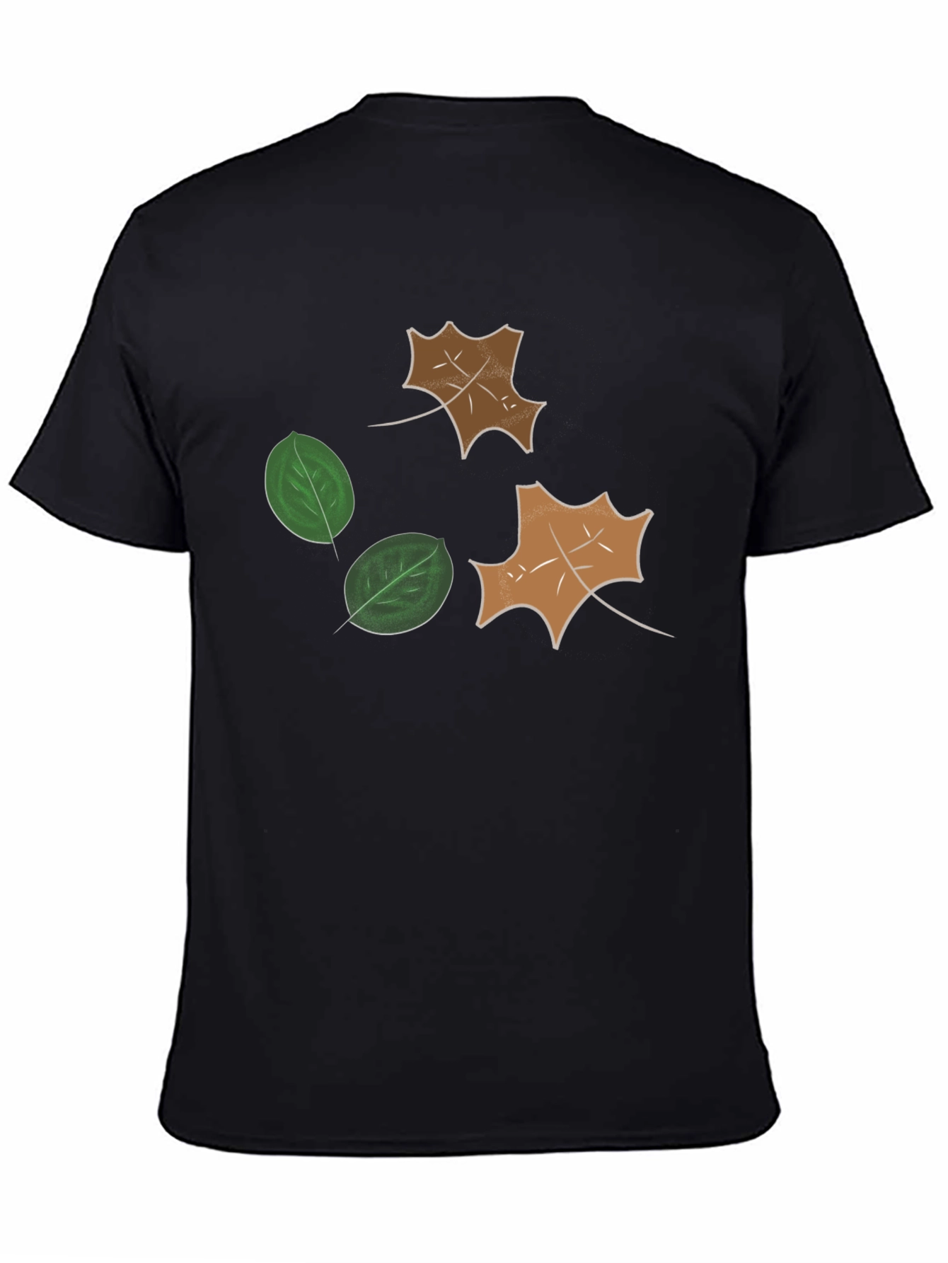Leaf Design Black T-Shirt