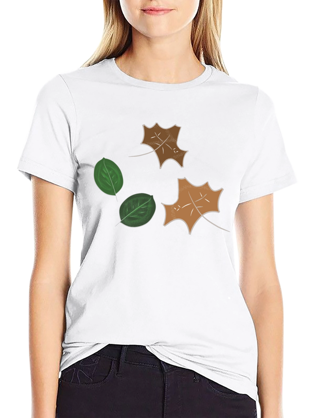 Leaf Design Black T-Shirt
